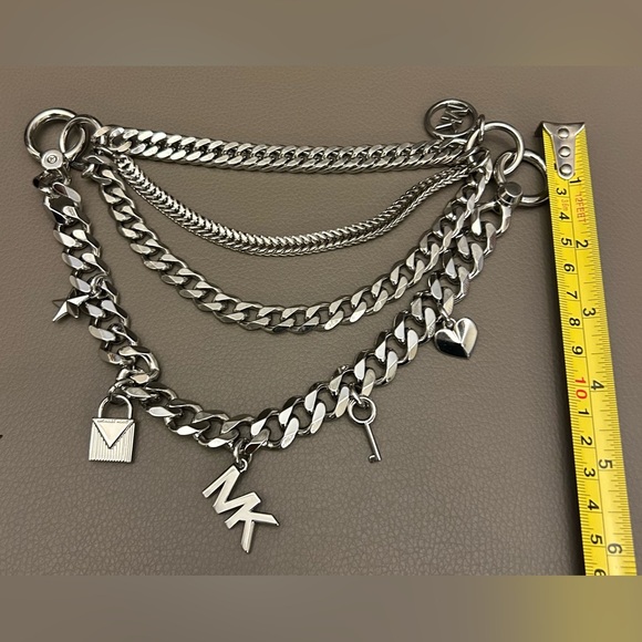 Michael Kors Silver Multi-Chain Charm Belt Bag Strap - Picture 3 of 4